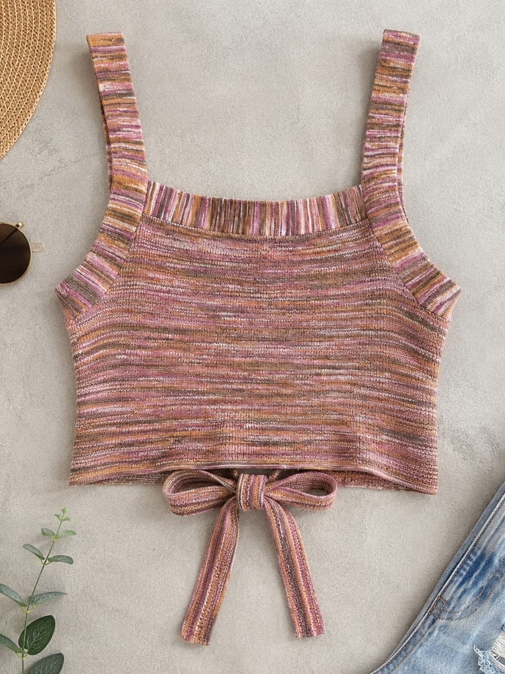 Madewell Space Dyed Tie Back Sweater Tank Top L Cotton Linen Blend